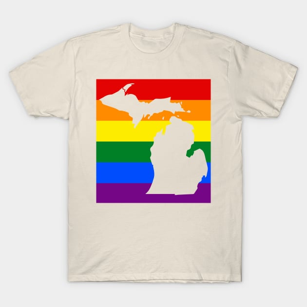 LGBTQ+ Michigan Pride Flag T-Shirt by XLR8EDmedia